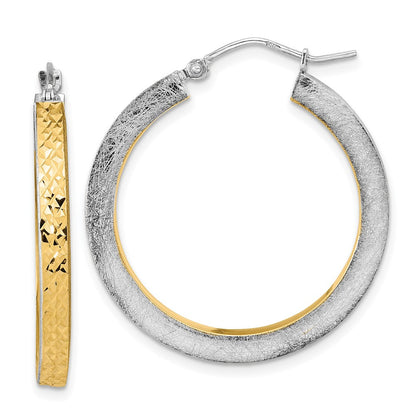 14K Weißgold Gelb Rhodium Poliert Gebürstet Diamantiert Creolen