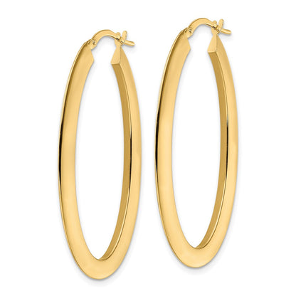 14K Gelbgold Poliert Oval Creolen