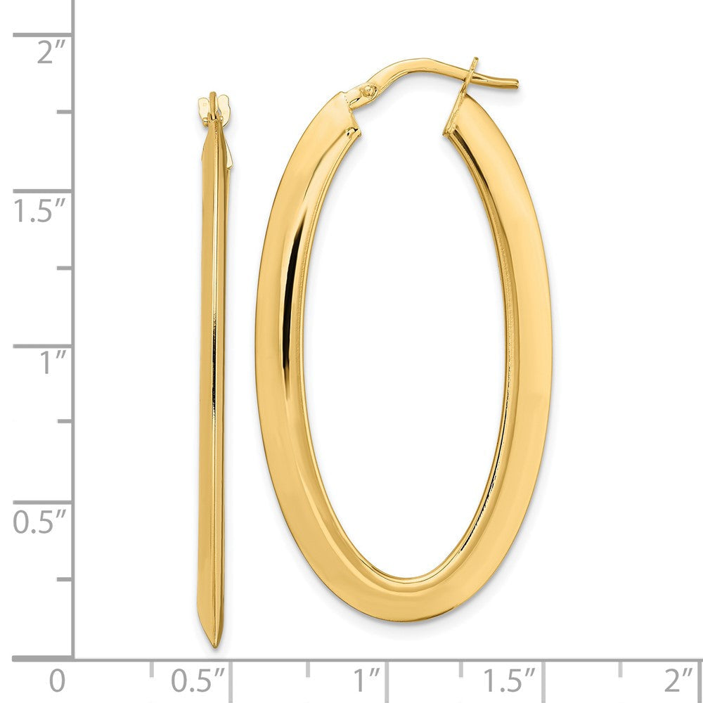 14K Gelbgold Poliert Oval Creolen