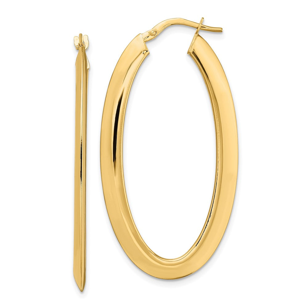 14K Gelbgold Poliert Oval Creolen