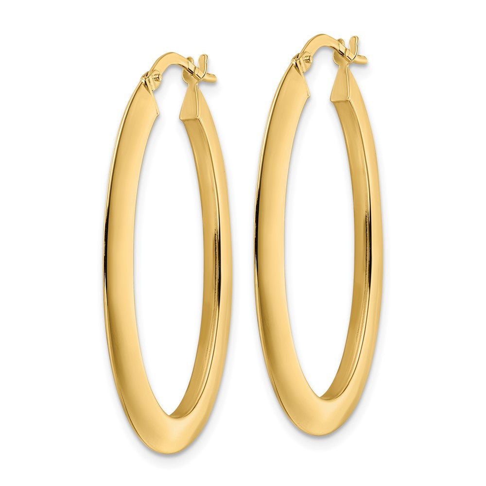 14K Gelbgold Poliert Oval Creolen