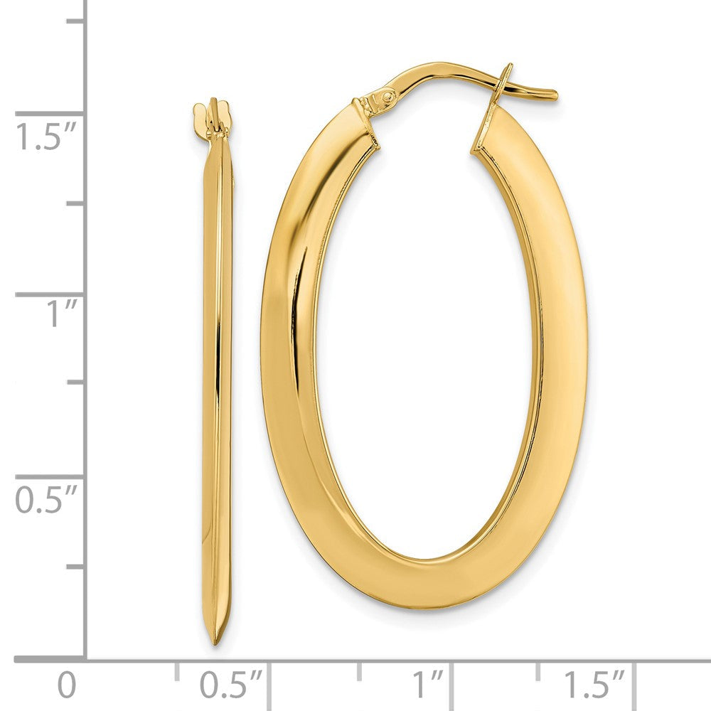 14K Gelbgold Poliert Oval Creolen