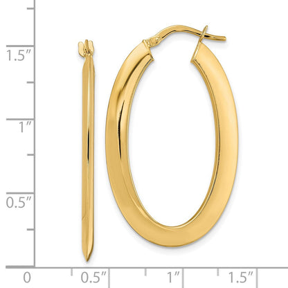 14K Gelbgold Poliert Oval Creolen