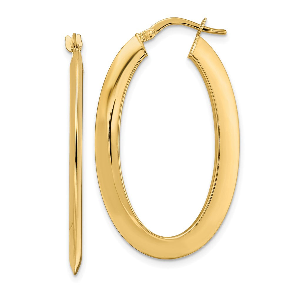 14K Gelbgold Poliert Oval Creolen