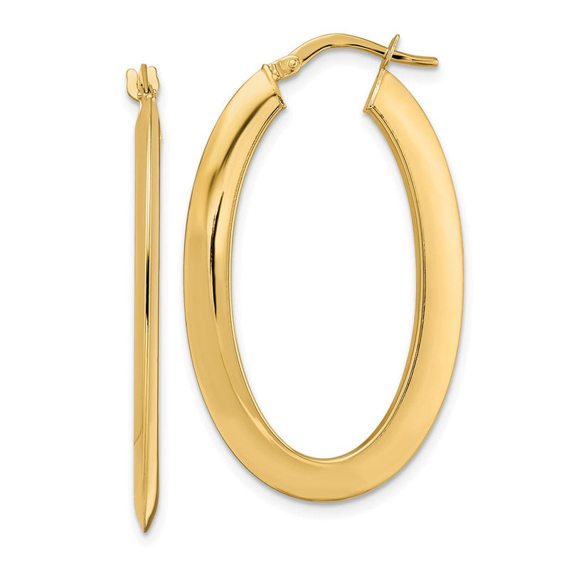 14K Gelbgold Poliert Oval Creolen