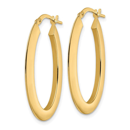 14K Gelbgold Poliert Oval Creolen