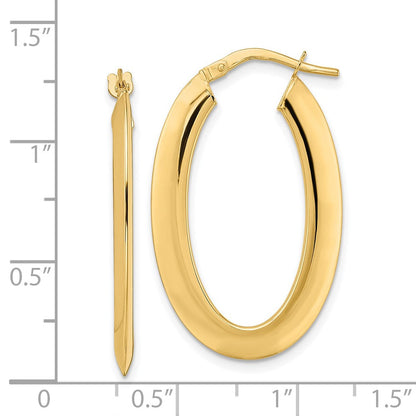 14K Gelbgold Poliert Oval Creolen