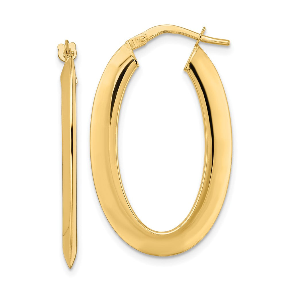 14K Gelbgold Poliert Oval Creolen