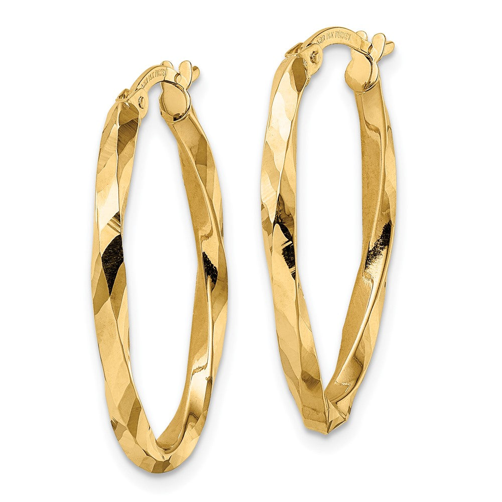 14K Gelbgold Gedreht 2.5x20x29mm Oval Creolen