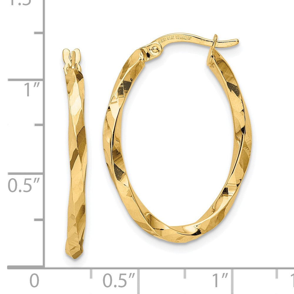14K Gelbgold Gedreht 2.5x20x29mm Oval Creolen