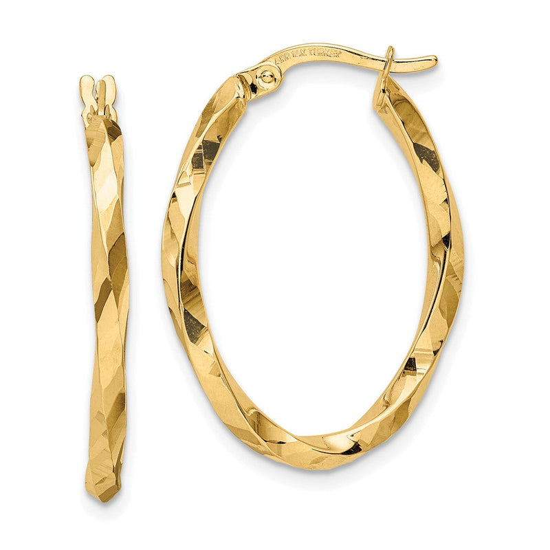 14K Gelbgold Gedreht 2.5x20x29mm Oval Creolen