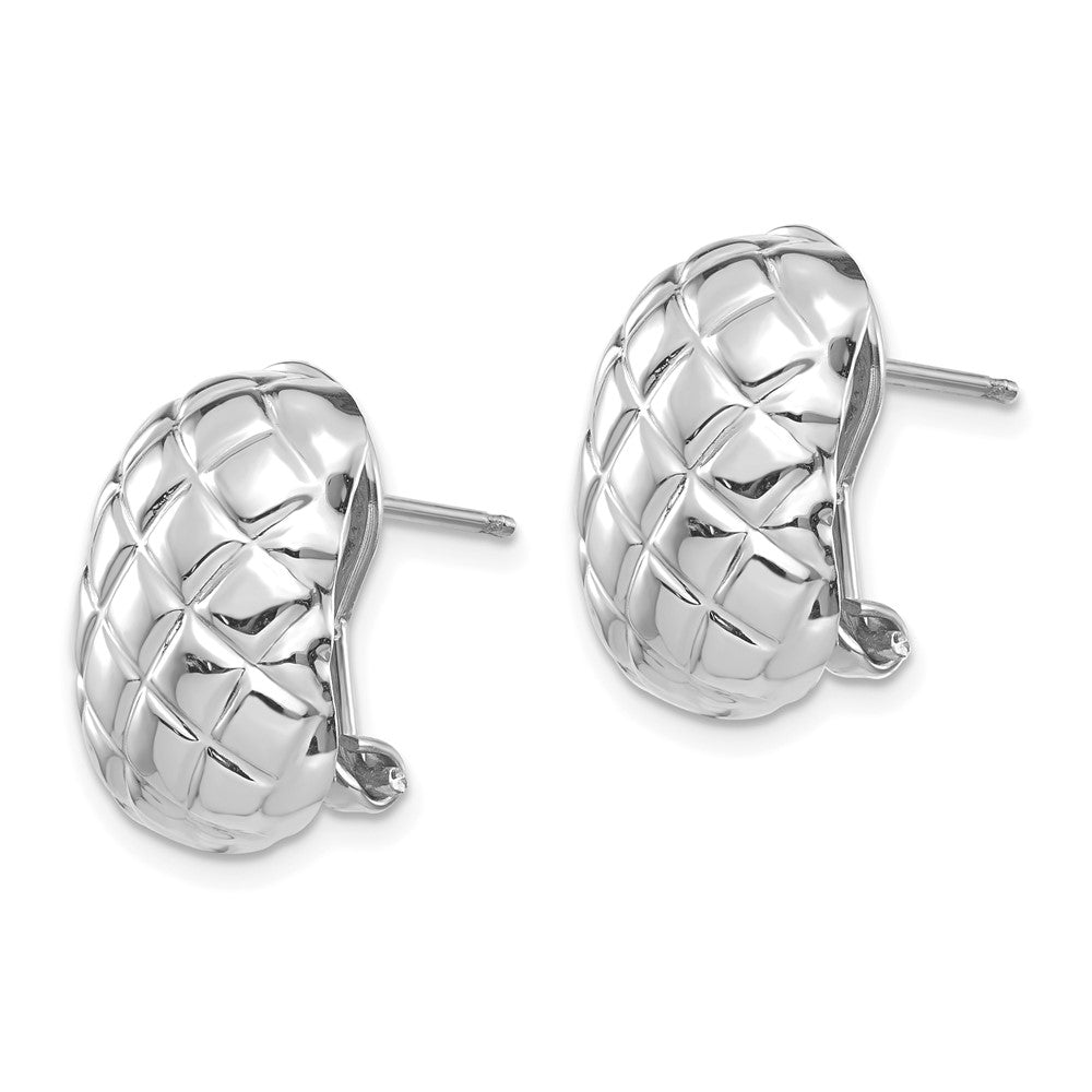 14K Weißgold Poliert Quilted Omega Rückseite Ohrstecker