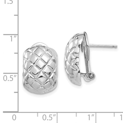 14K Weißgold Poliert Quilted Omega Rückseite Ohrstecker