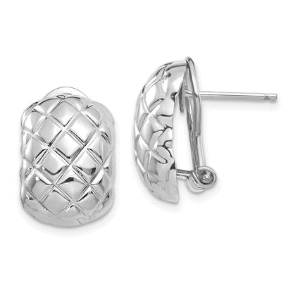 14K Weißgold Poliert Quilted Omega Rückseite Ohrstecker