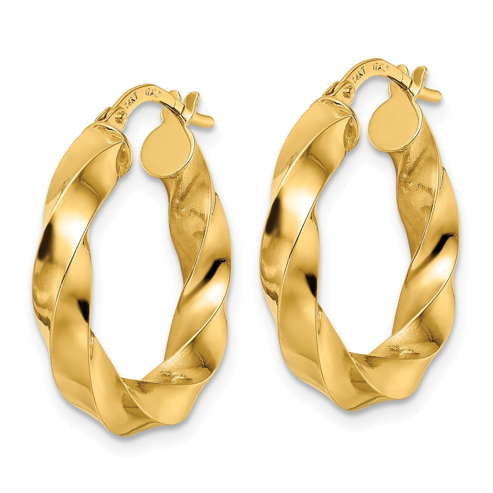 14K Gelbgold Poliert Gedreht Creolen