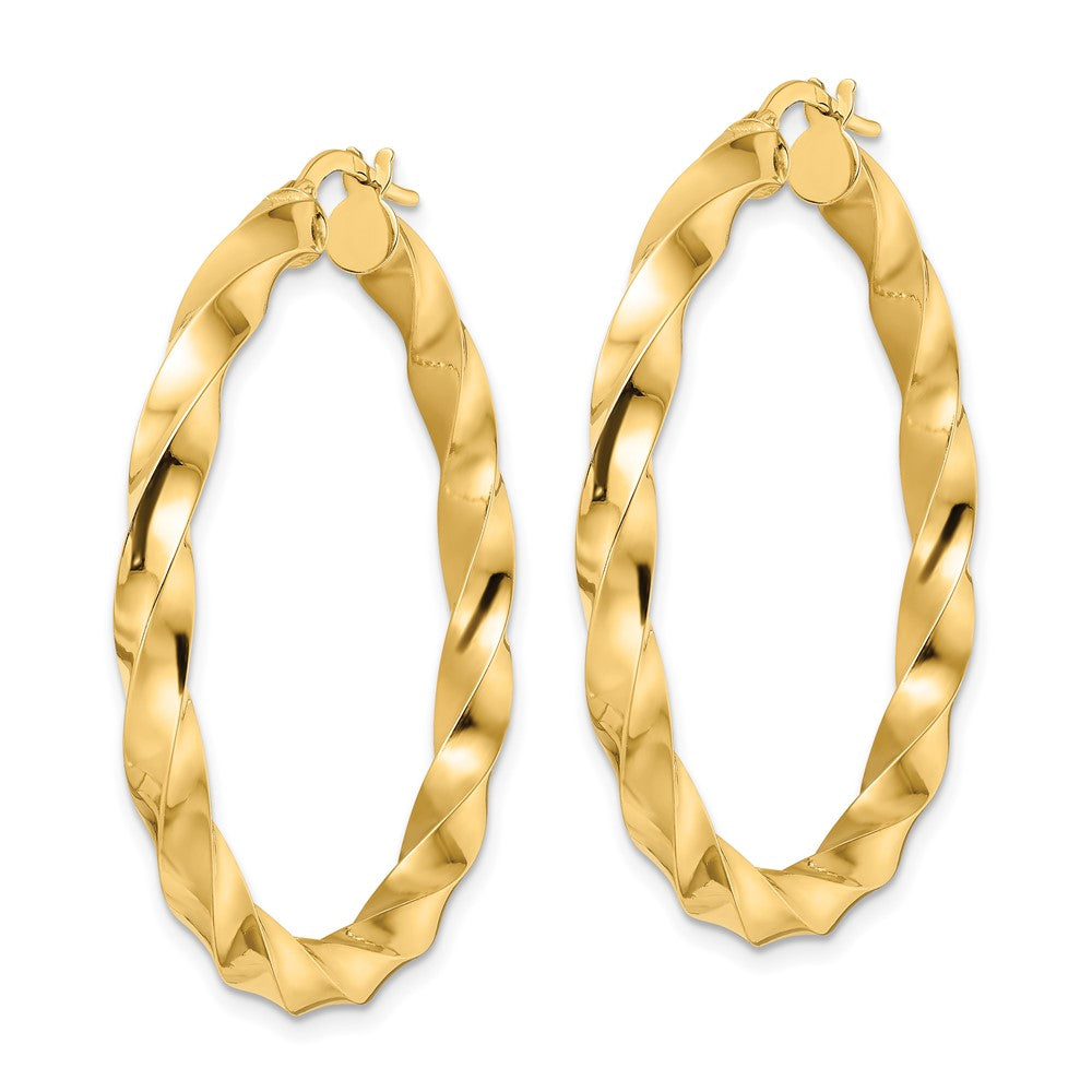 14K Gelbgold Poliert Gedreht Creolen