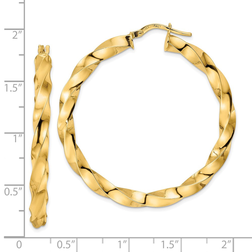 14K Gelbgold Poliert Gedreht Creolen
