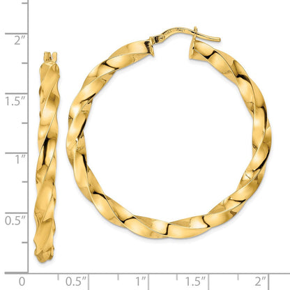14K Gelbgold Poliert Gedreht Creolen