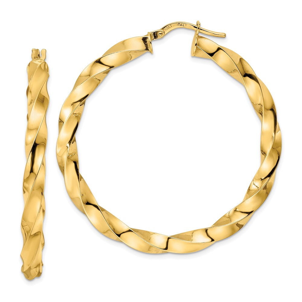 14K Gelbgold Poliert Gedreht Creolen