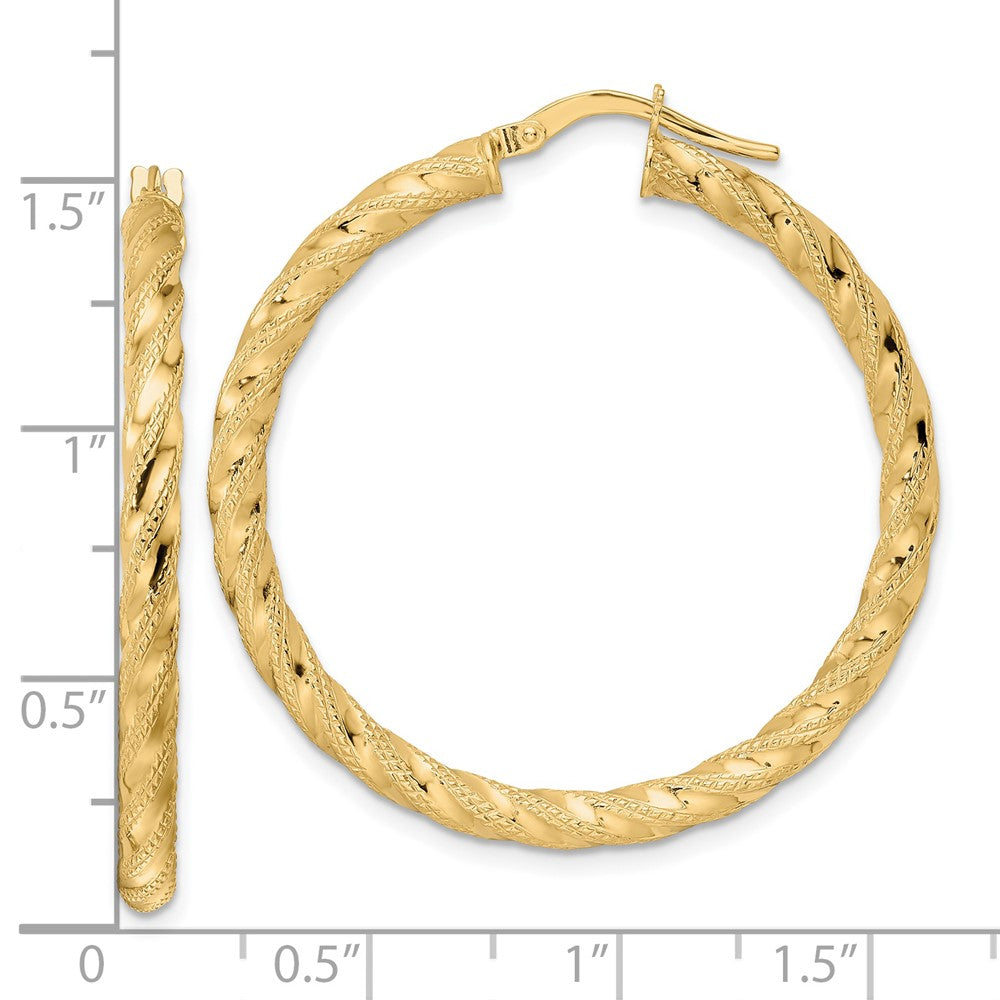 14K Gelbgold Poliert Gedreht Creolen