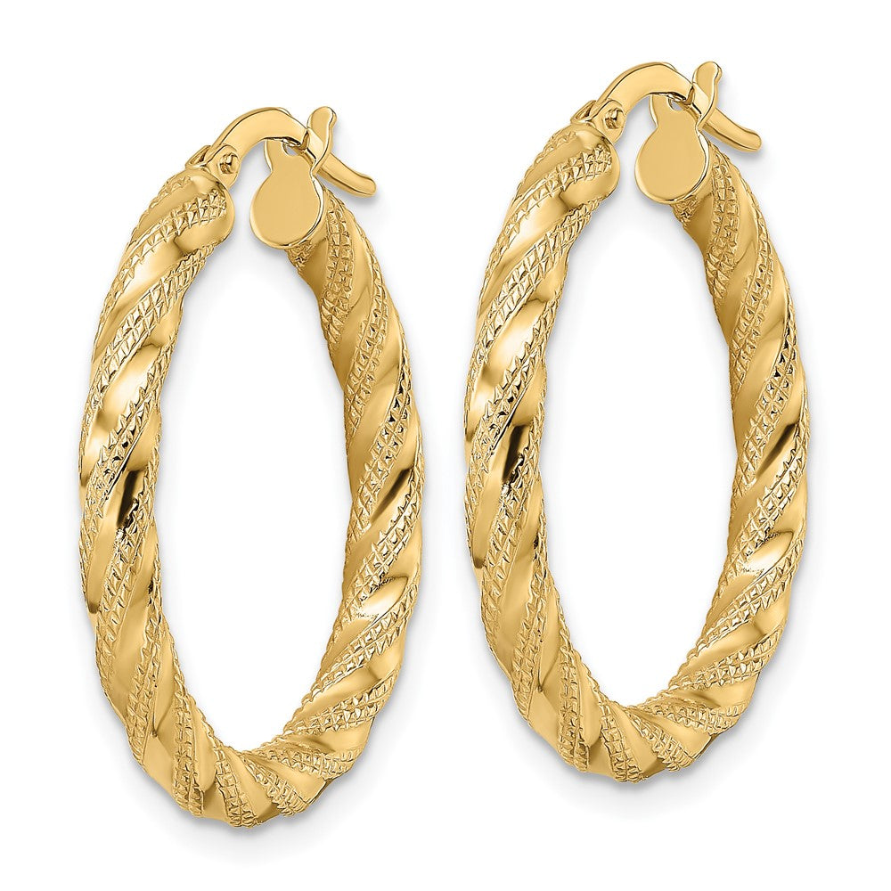 14K Gelbgold Poliert Gedreht Creolen