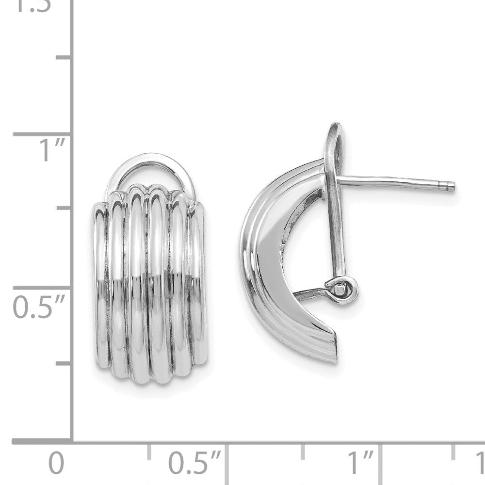 14K Weißgold Ribbed Omega Rückseite Ohrstecker