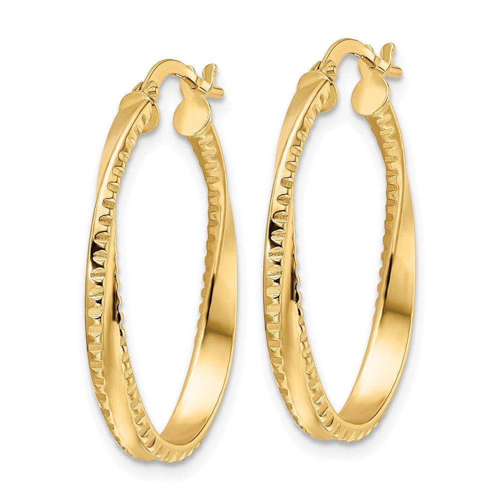 14K Gelbgold Poliert Gedreht Oval Creolen