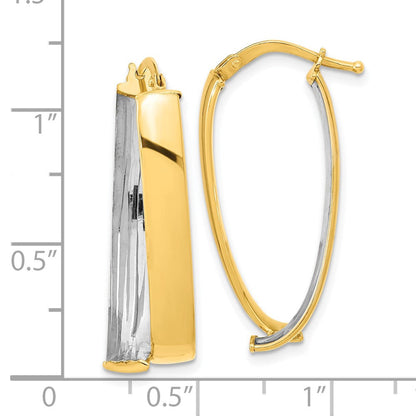 14K Gelb & Rhodium mit Weiß Poliert Fantasie Creolen