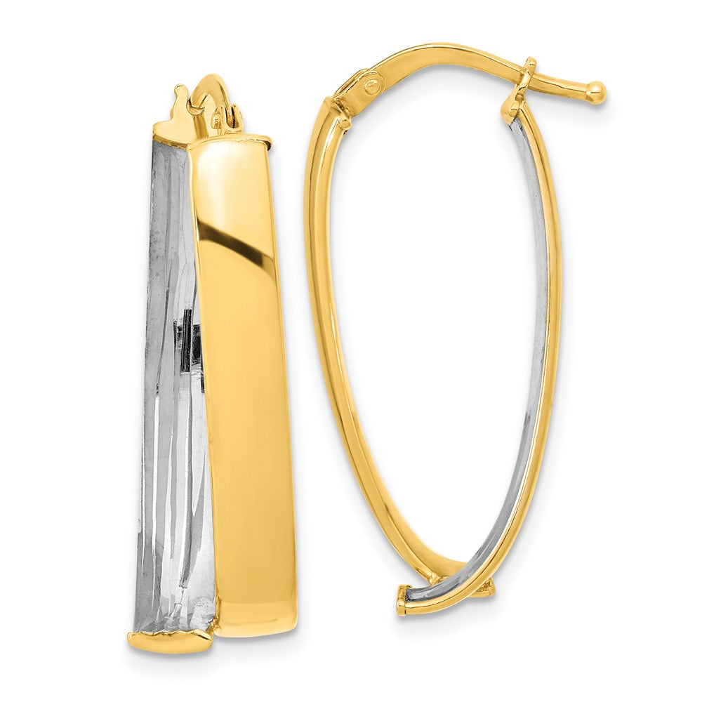 14K Gelb & Rhodium mit Weiß Poliert Fantasie Creolen