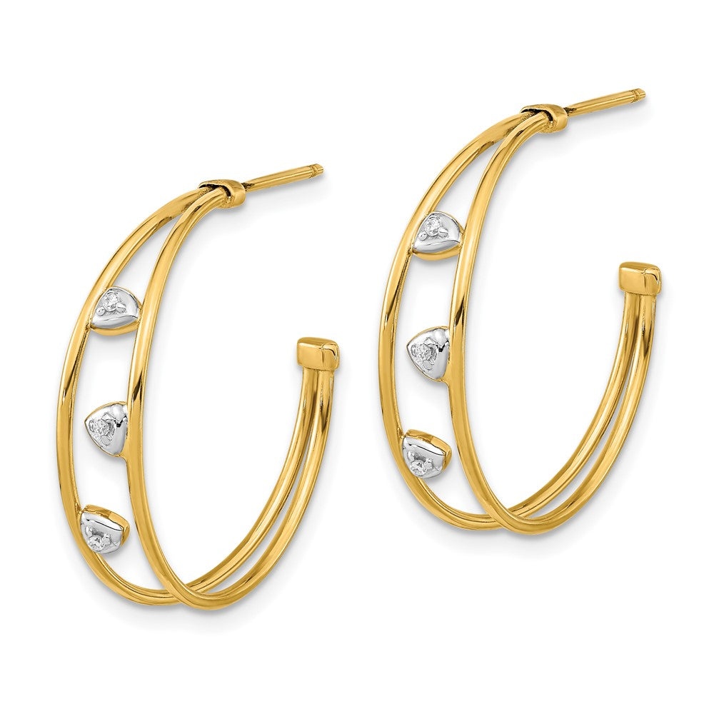 14K Gelb & Rhodium Weiß Poliert Zirkonia Stecker Creolen