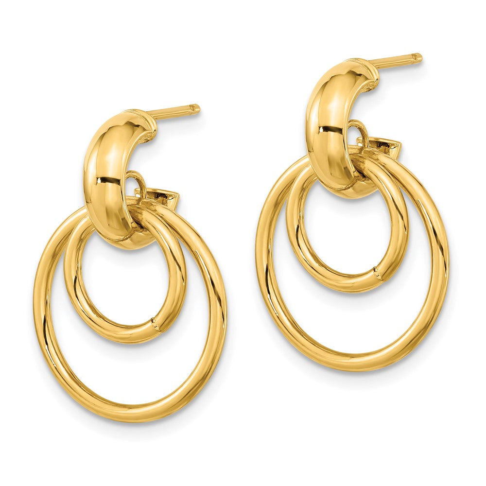 14K Gelbgold Poliert Fantasie Stecker Ohrhänger