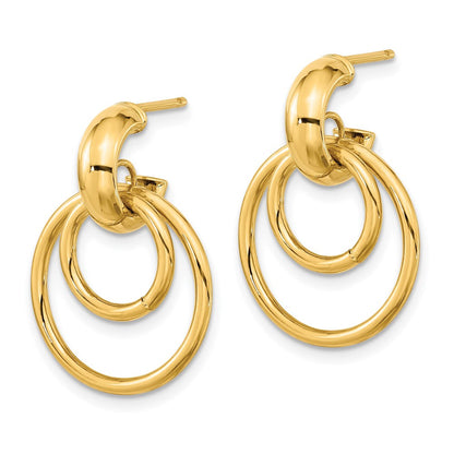 14K Gelbgold Poliert Fantasie Stecker Ohrhänger