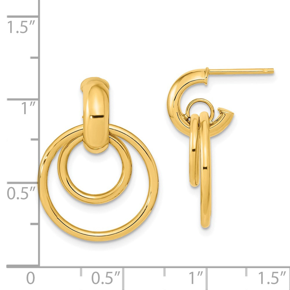 14K Gelbgold Poliert Fantasie Stecker Ohrhänger