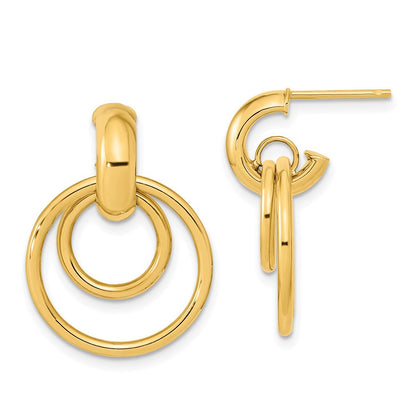 14K Gelbgold Poliert Fantasie Stecker Ohrhänger