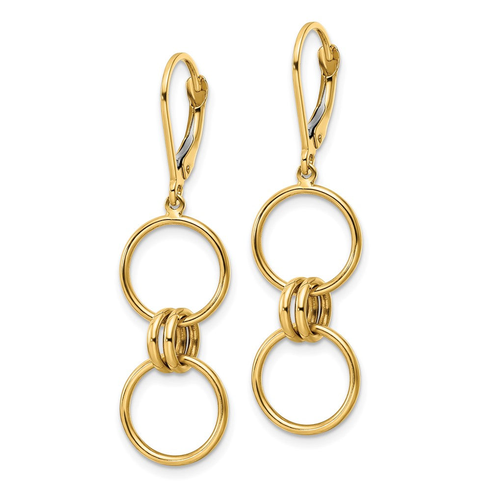 14K Gelbgold Kreis Hängend Ohrhänger mit Brisur