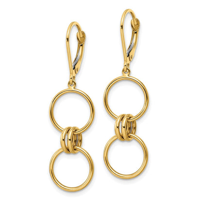 14K Gelbgold Kreis Hängend Ohrhänger mit Brisur