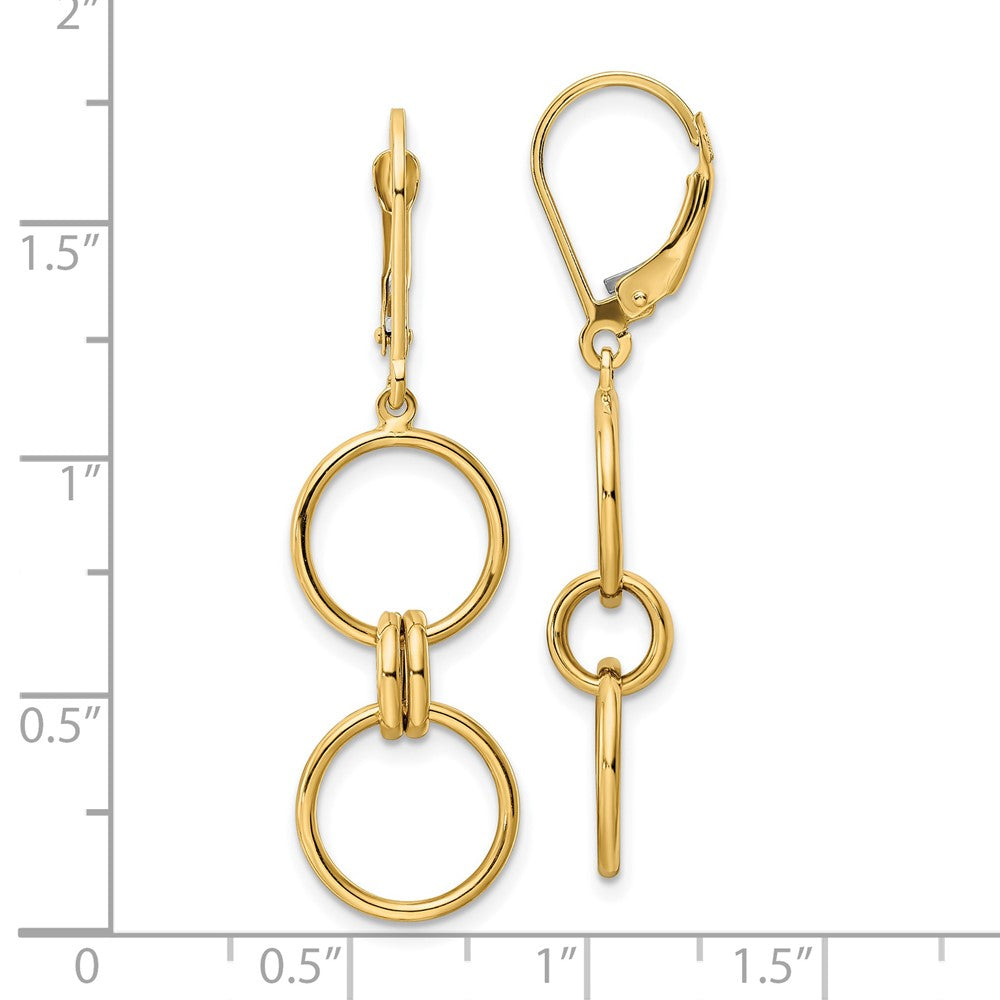 14K Gelbgold Kreis Hängend Ohrhänger mit Brisur