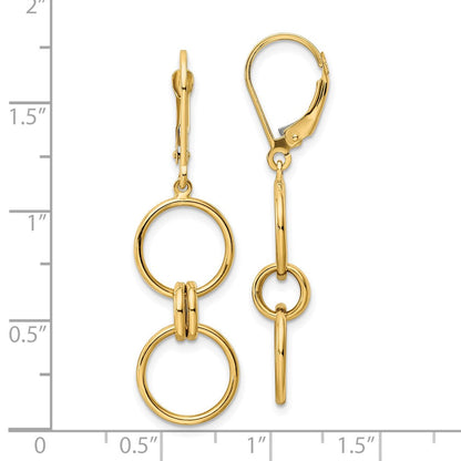 14K Gelbgold Kreis Hängend Ohrhänger mit Brisur