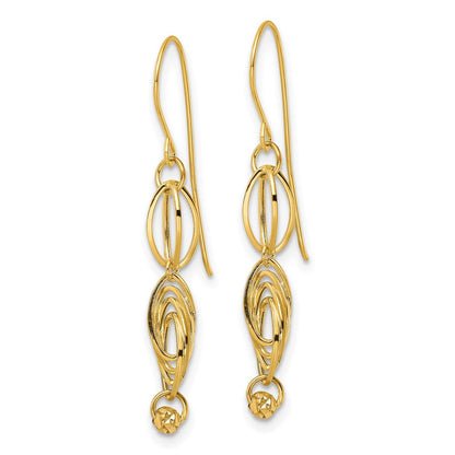 14K Gelbgold Oval Glieder Ohrhänger