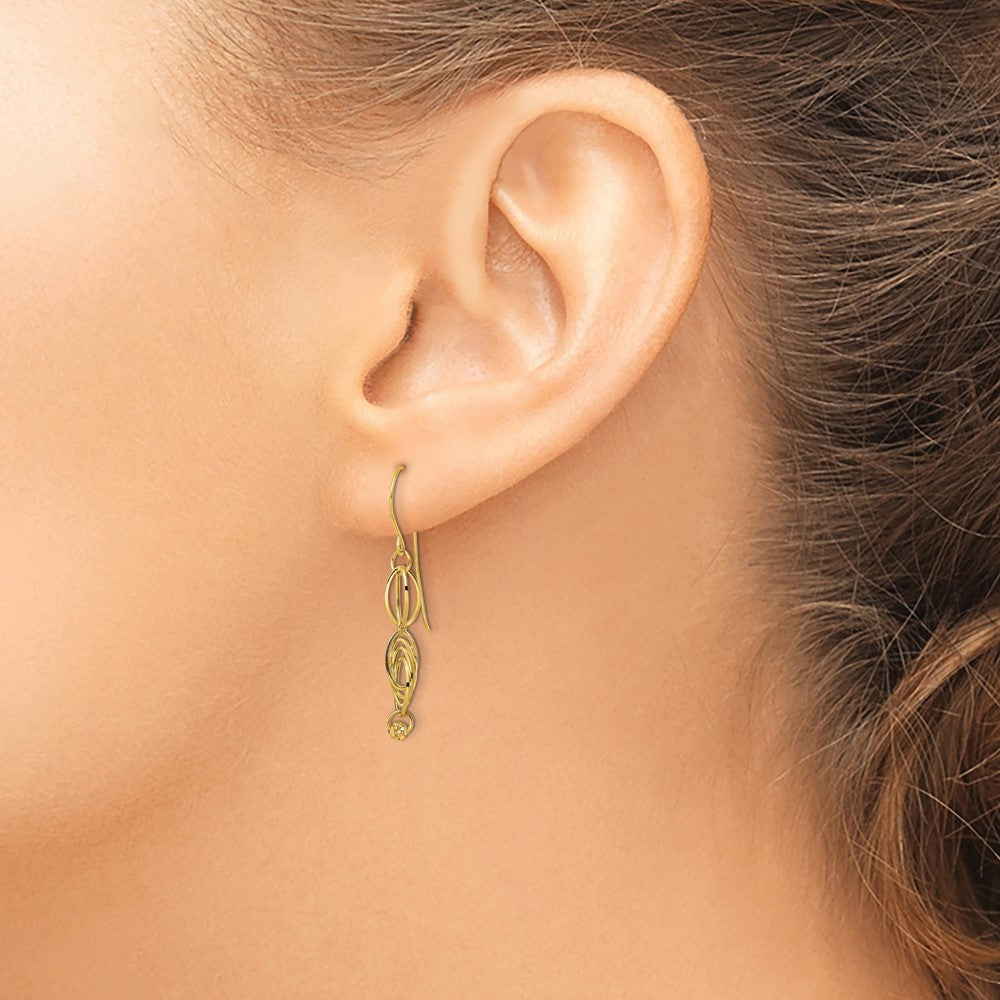 14K Gelbgold Oval Glieder Ohrhänger