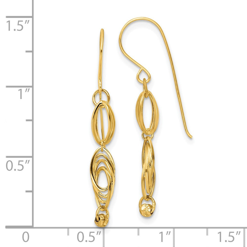 14K Gelbgold Oval Glieder Ohrhänger