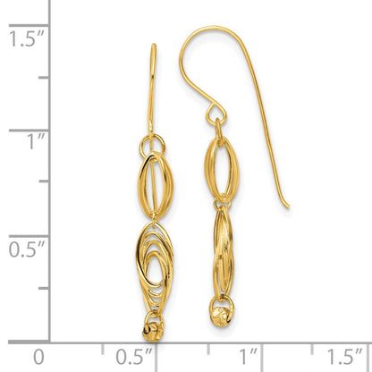 14K Gelbgold Oval Glieder Ohrhänger