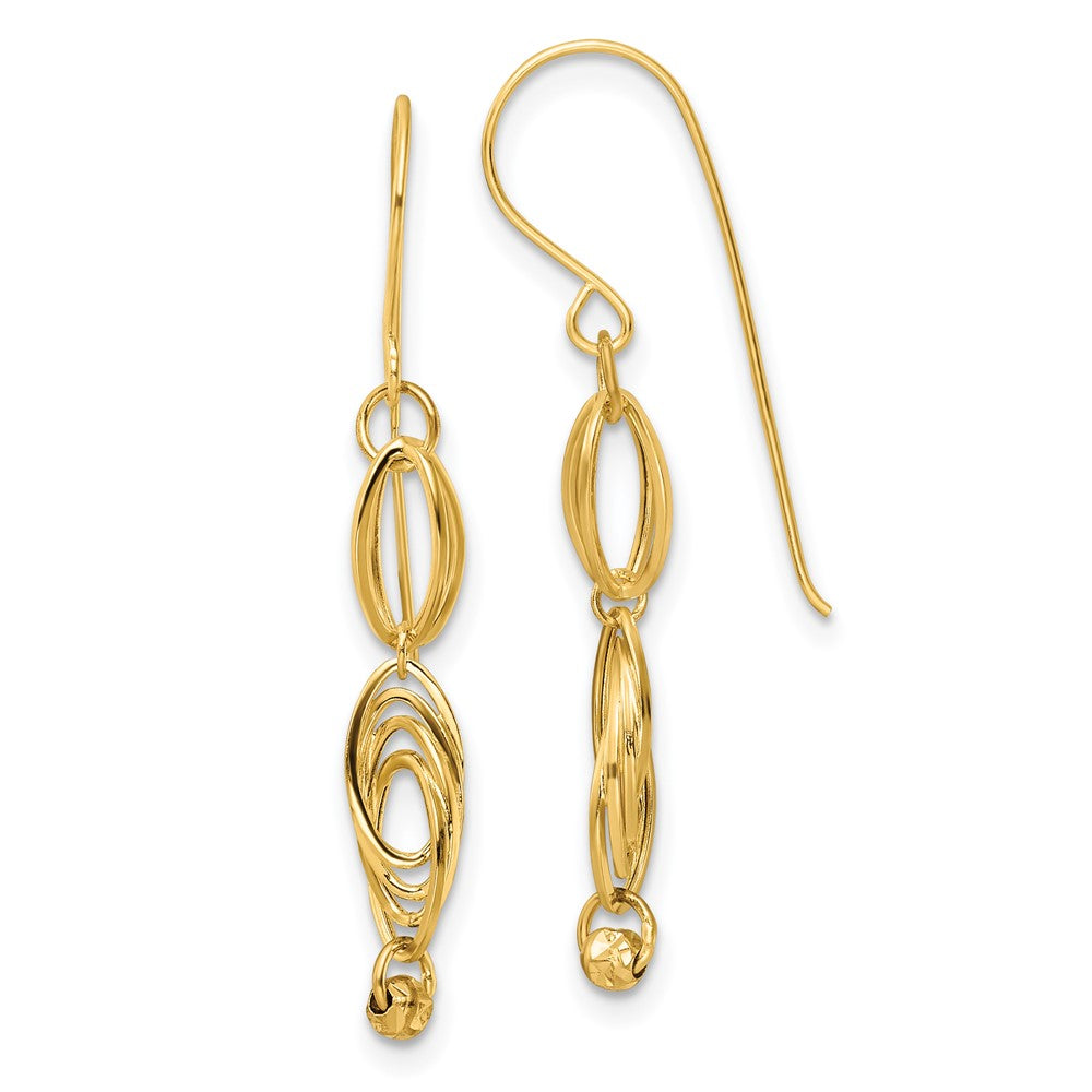 14K Gelbgold Oval Glieder Ohrhänger