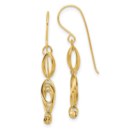 14K Gelbgold Oval Glieder Ohrhänger