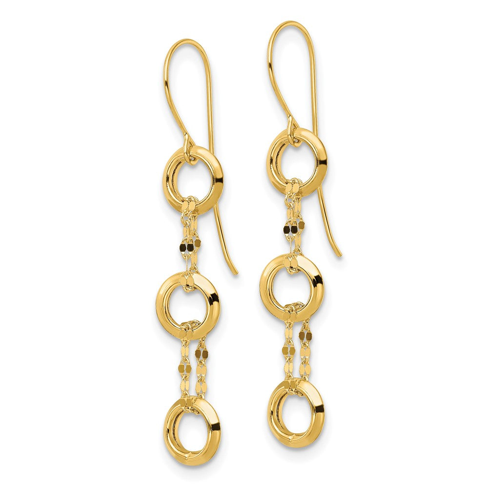 14K Gelbgold Drei Kreis Ohrhänger