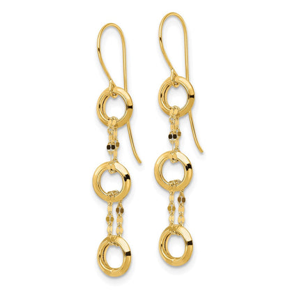 14K Gelbgold Drei Kreis Ohrhänger