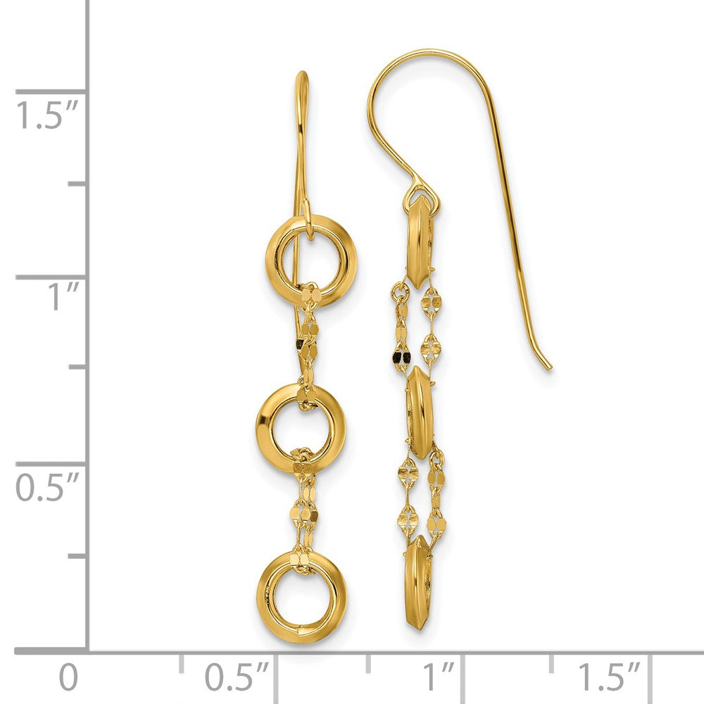 14K Gelbgold Drei Kreis Ohrhänger