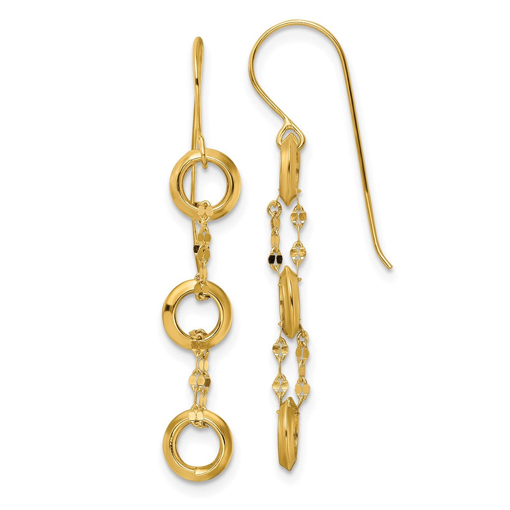 14K Gelbgold Drei Kreis Ohrhänger