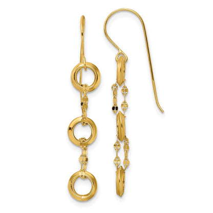 14K Gelbgold Drei Kreis Ohrhänger