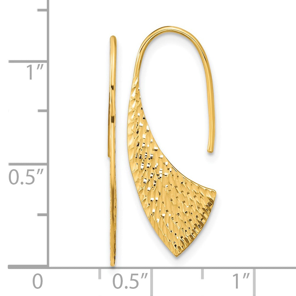 14K Gelbgold Poliert Diamantiert Fantasie Ohrhänger